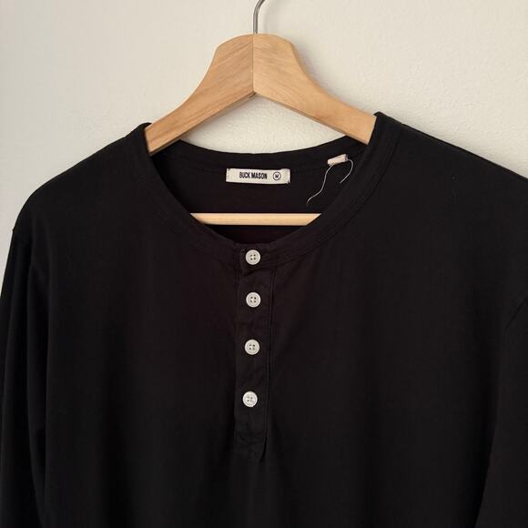 Buck Mason Men’s Long Sleeve Henley Shirt Sz Medium - Picture 2 of 3
